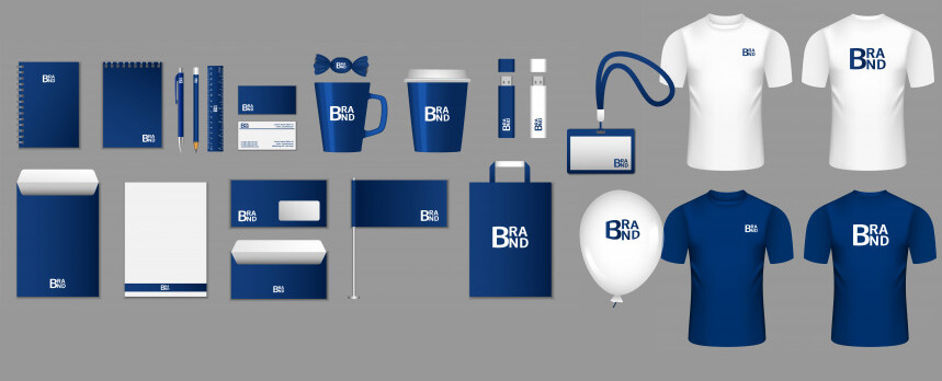 Brand consistency displayed in corporate promo items